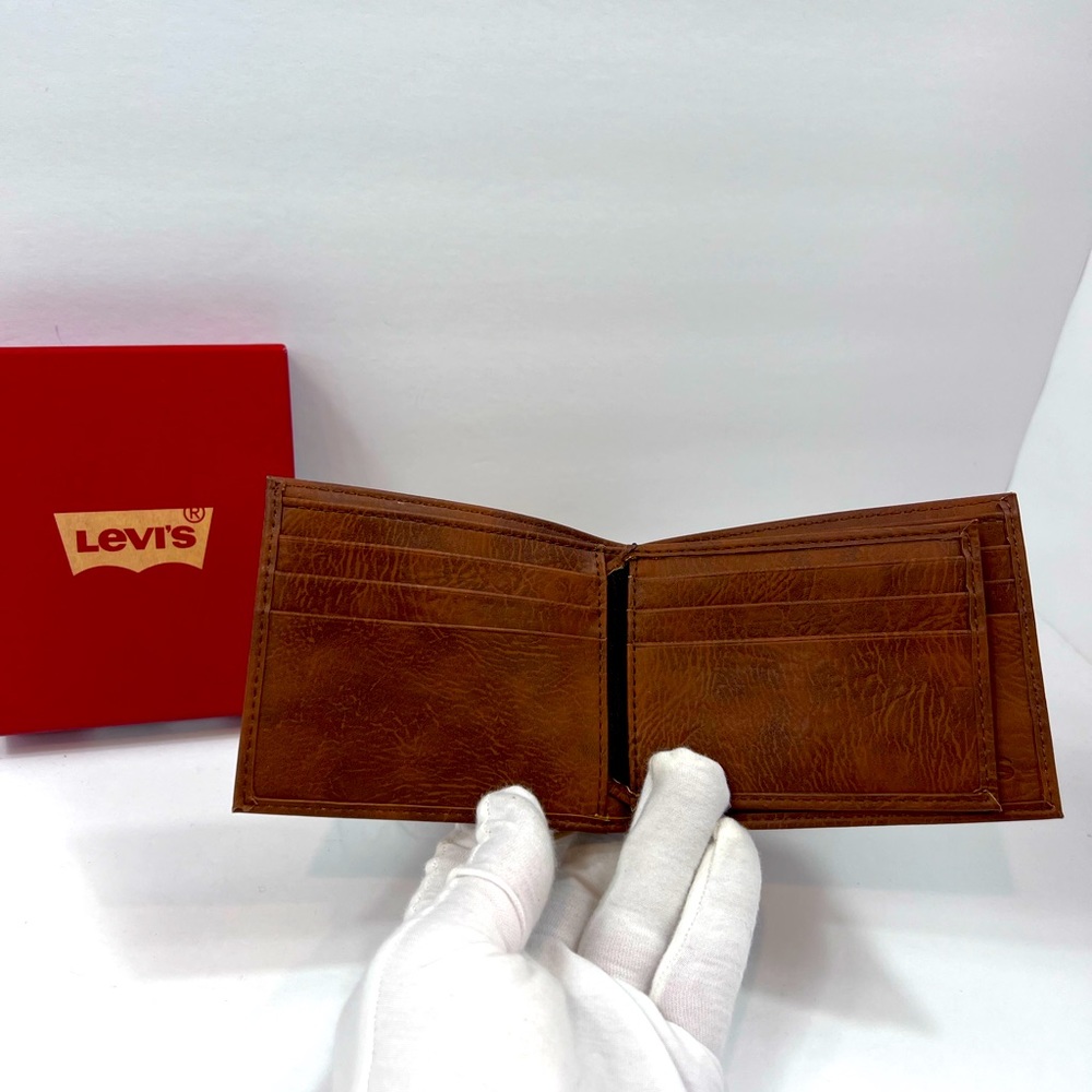 LEVI'S, MENS BROWN SINGLE FOLD MEN'S WALLET, RFID PROTECTION - Picture 4 of 12